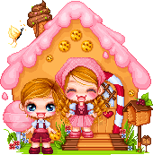Hansel & Gretel in the gingerbread house